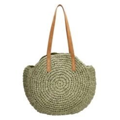 PE Florence Straw Summer Schoudertas Olijf Groen
