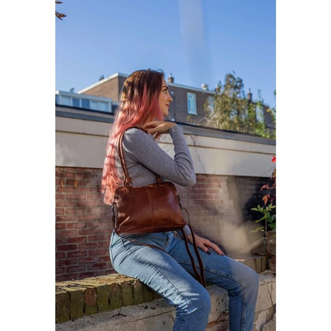 Bear Design Callisto Pelle Schoudertas Cognac 4 Bear Design Callisto Pelle Schoudertas Cognac - Afbeelding 2