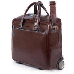 Piquadro Black Square Briefcase With Wheels Brown -Ospre Winkel image 1987
